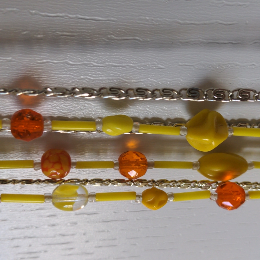 Vintage yellow beaded multi strand necklace